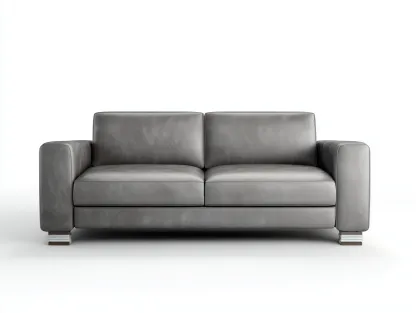 Sofás 2 plazas tapizado cuero sintético 175x90x80cm gris para salón - diseño moderno-Pinemyloft