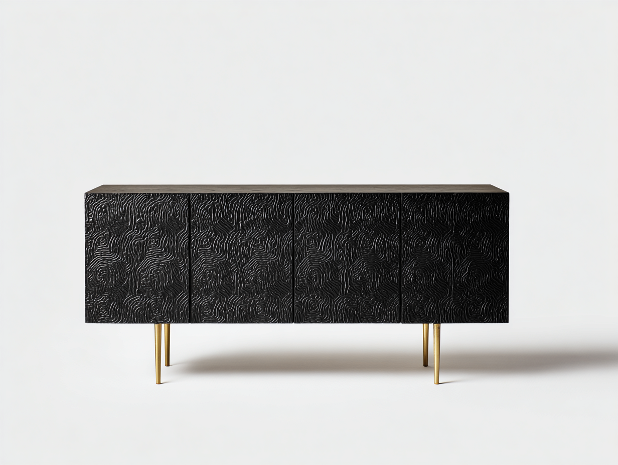 Mueble recibidor de madera 180x40x75 cm - Negro - Diseño moderno-Pinemyloft