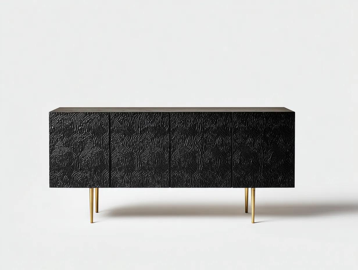 Mueble recibidor de madera 180x40x75 cm - Negro - Diseño moderno-Pinemyloft