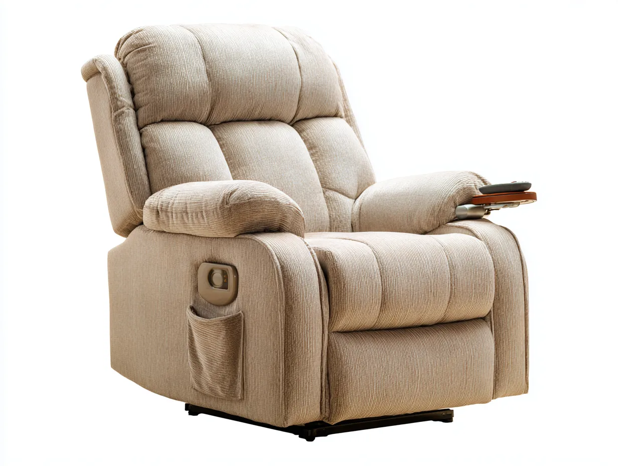 Sillón reclinable tapizado de tejido 100x95x105 cm - Beige - Diseño funcional-Pinemyloft