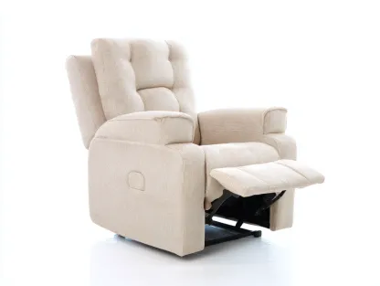 Sillón reclinable tapizado 95x90x105cm - Beige - Diseño ergonómico-Pinemyloft