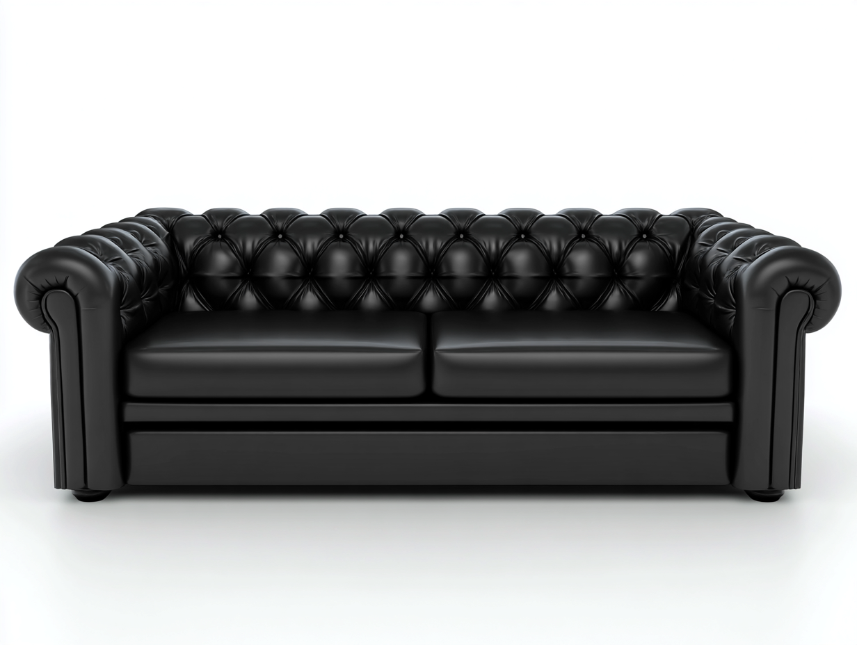 Sofás 2 plazas tapizado cuero sintético 180x90x75cm negro para salón - estilo clásico-Pinemyloft