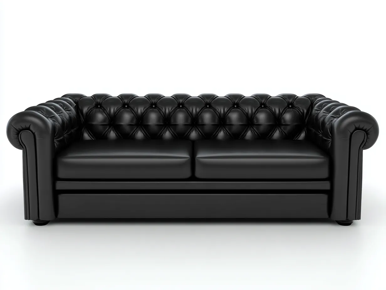 Sofás 2 plazas tapizado cuero sintético 180x90x75cm negro para salón - estilo clásico-Pinemyloft