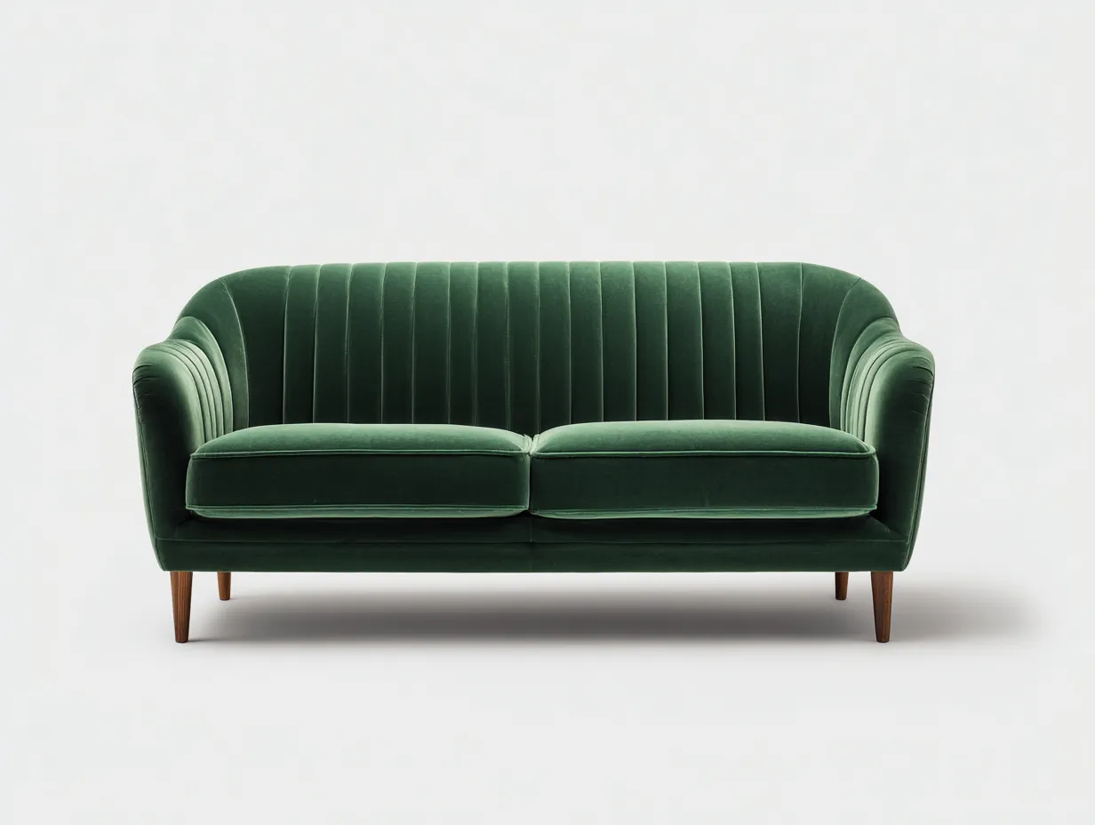 Sofá 2 plazas tapizado terciopelo 170x85x88cm - Verde oscuro - Diseño elegante-Pinemyloft