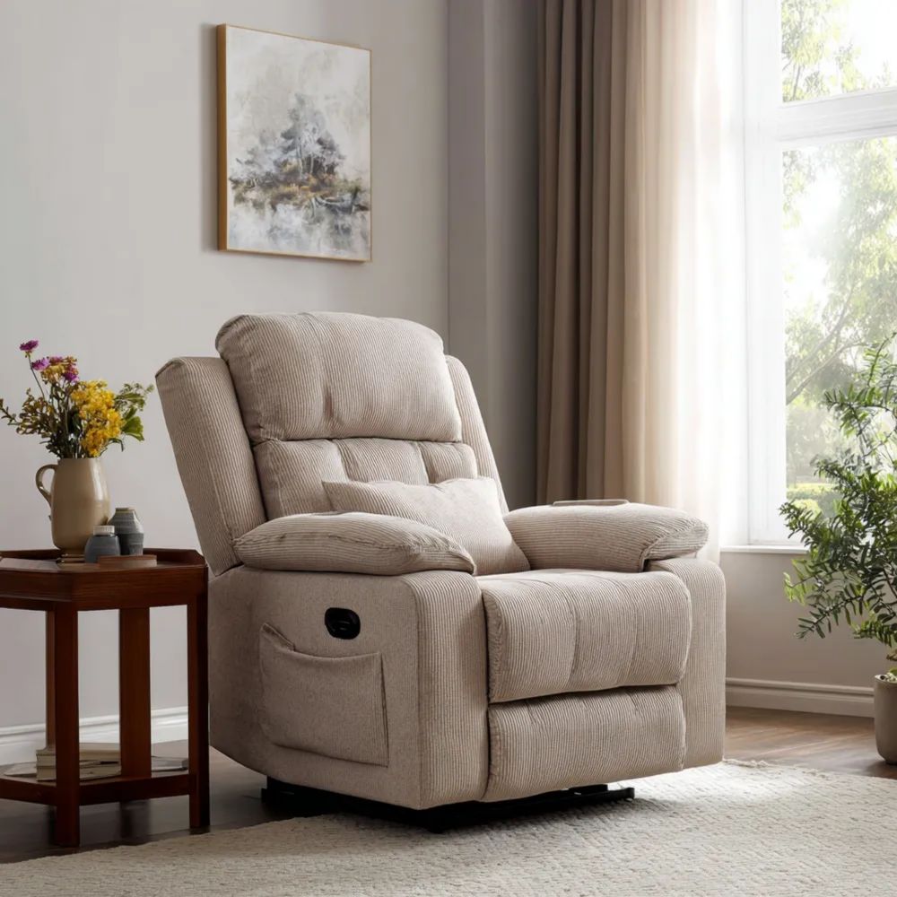 Fauteuil inclinable Tissu 90x100x105 cm - Beige - Confort Luxueux