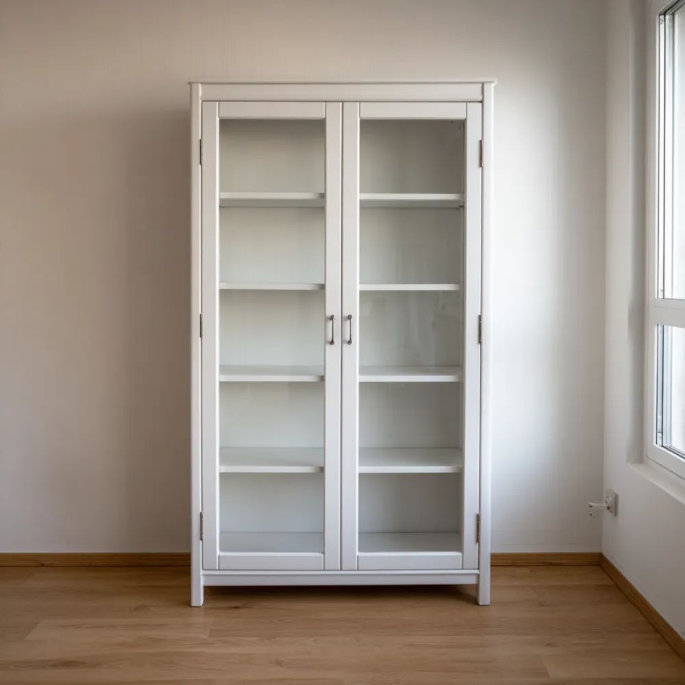 Bibliothèque vitrée en bois 90x40x180 cm - Blanc