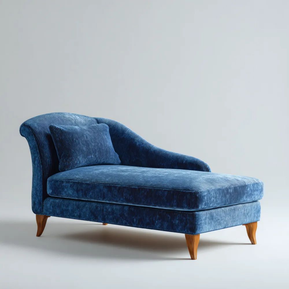 Chaise longue en velours 190x80x85 cm - Bleu - Design classique
