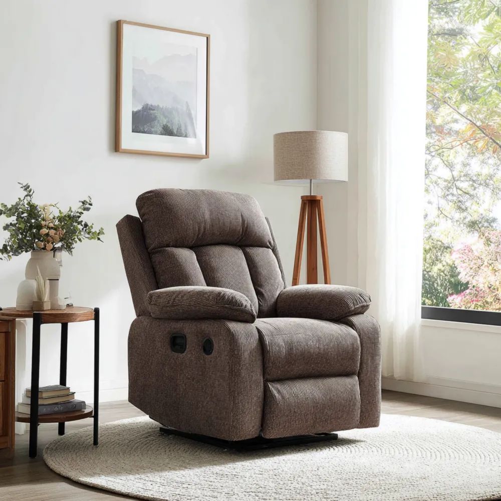 Fauteuil inclinable 90x85x100 cm Tissu doux Marron - Design contemporain