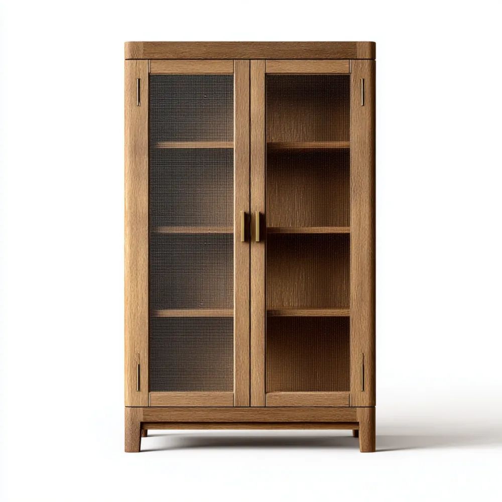 Armoire Vitrine en Bois de Chêne 120x45x200 cm – Design Contemporain