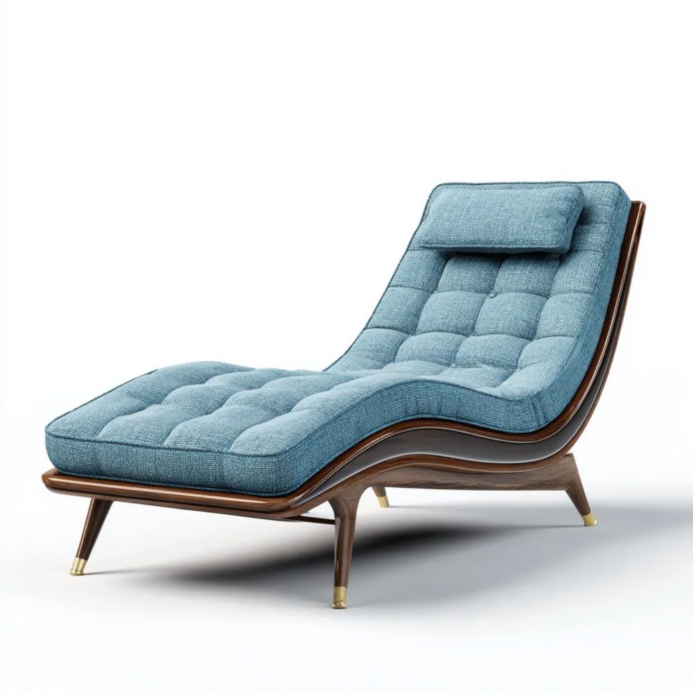 Chaise longue tissu 180x60x75 cm - Bleu Clair - Design Moderne