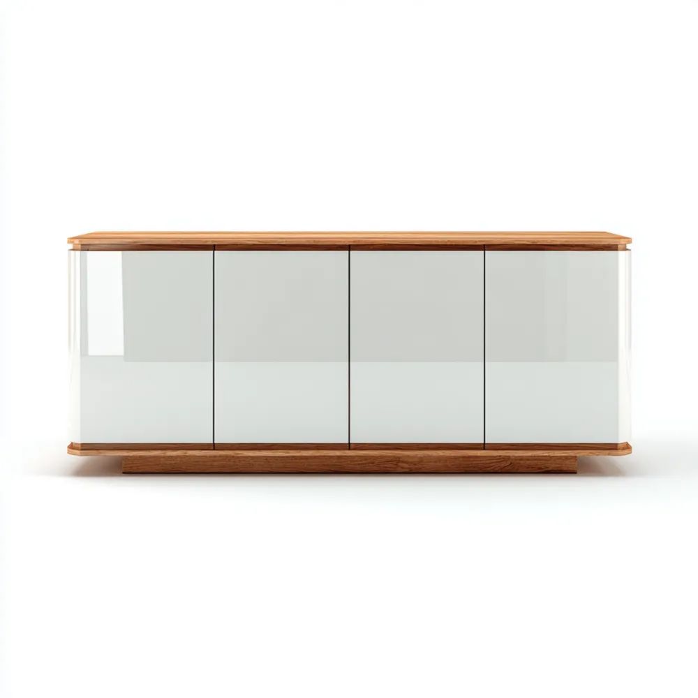 Buffet en bois laqué 180x45x70 cm – Blanc/Chêne – Style Moderne