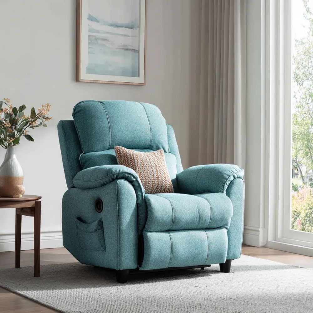 Fauteuil inclinable en Tissu 100x90x100 cm – Bleu