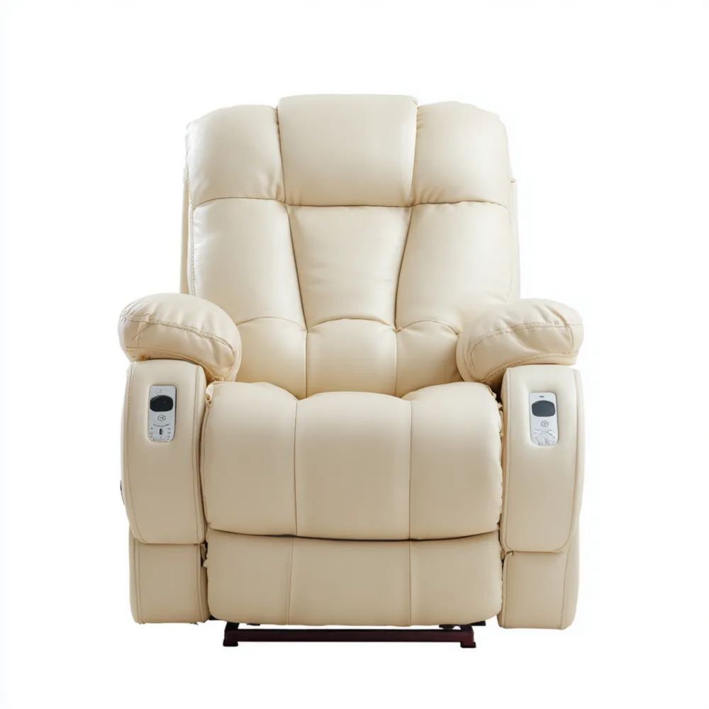 Fauteuil Relax Électrique Cuir Synthétique Beige 85x90x110 cm - Ergonomie Réglable
