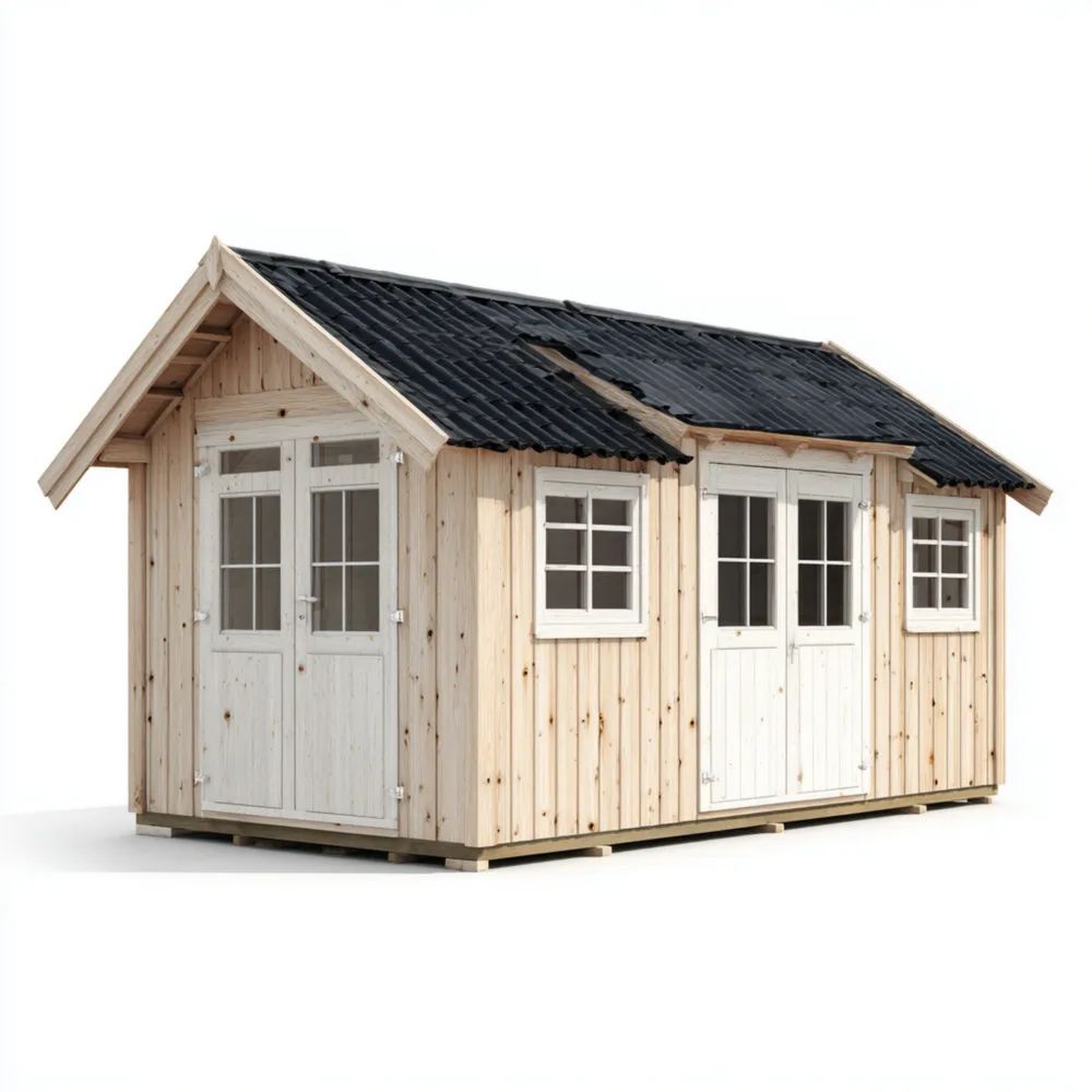 Abri de rangement en bois 2m x 3m x 2,5m - Naturel