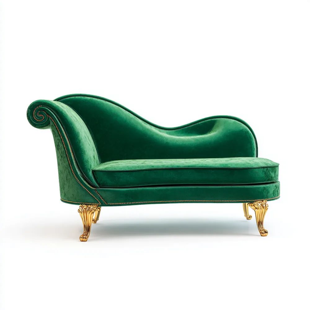 Chaise longue en velours 180x90x85 cm - Vert Émeraude - Design classique