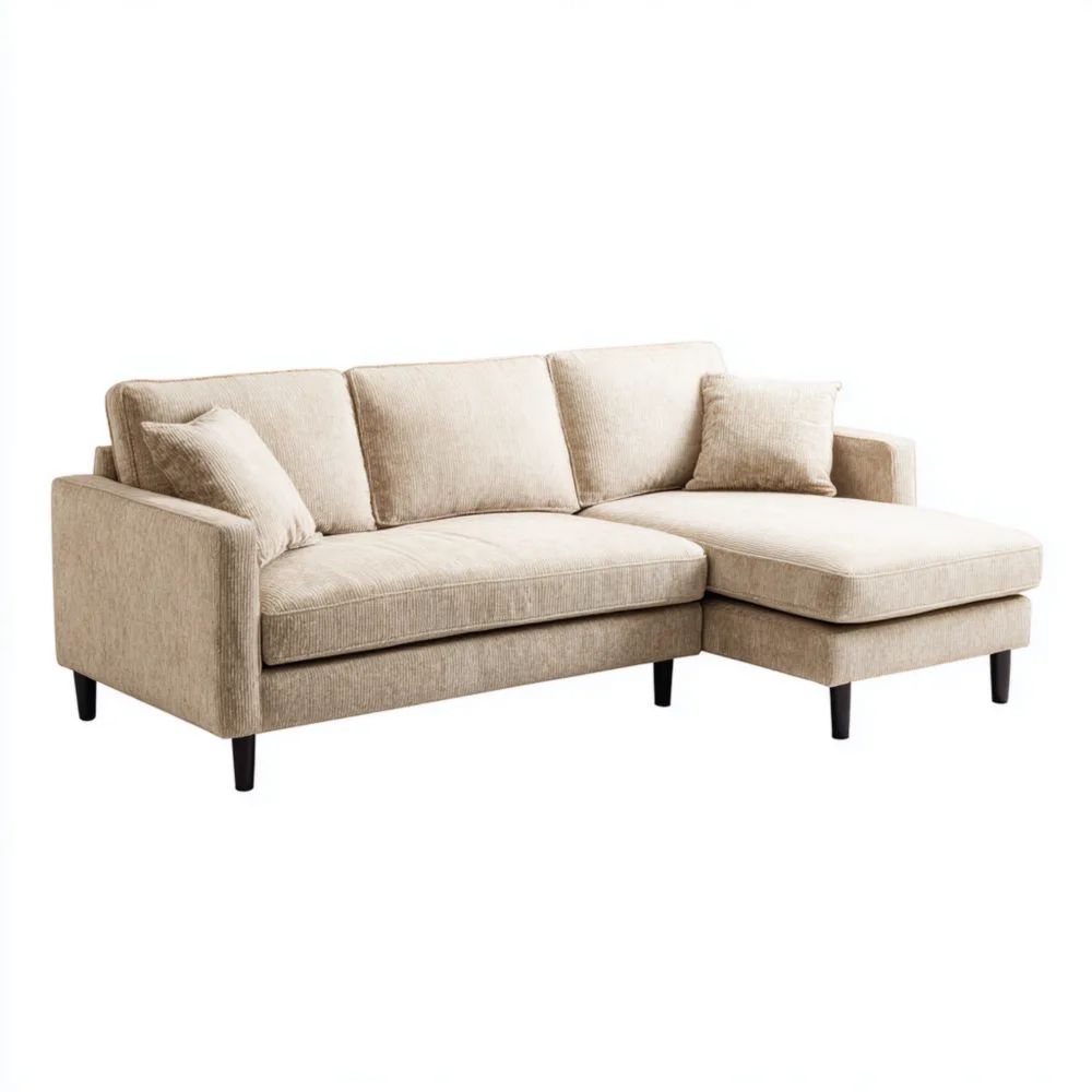 Canapé d'angle en tissu 250x150x85 cm - Beige - Design moderne