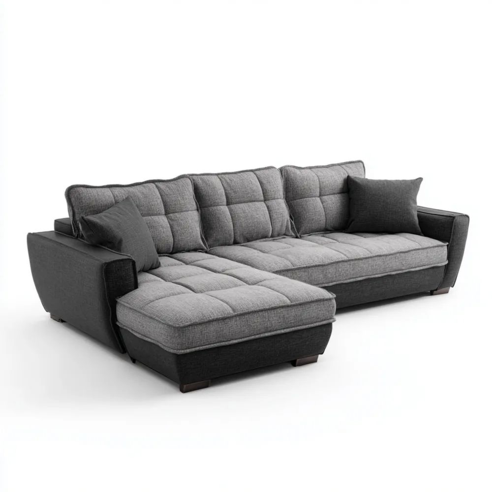 Canapé d'angle tissu 250x150x85 cm – Gris Foncé – Design moderne