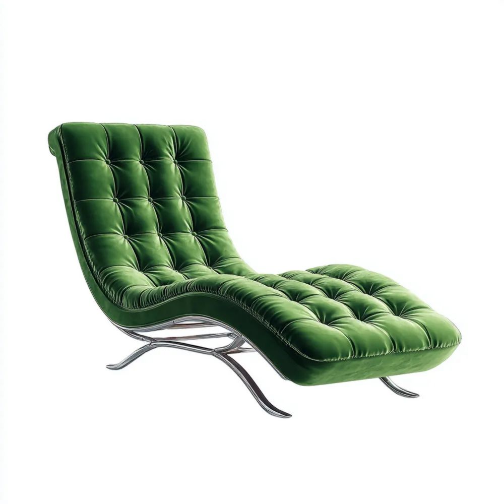 Chaise longue velours 150x60x80 cm - Vert Émeraude - Design moderne