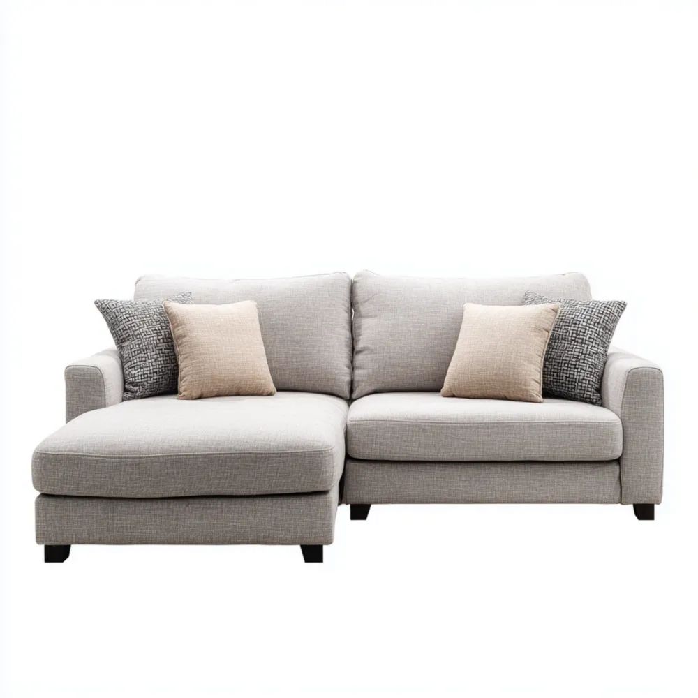 Canapé d'angle 250x150x85 cm en tissu - Gris clair - Design contemporain