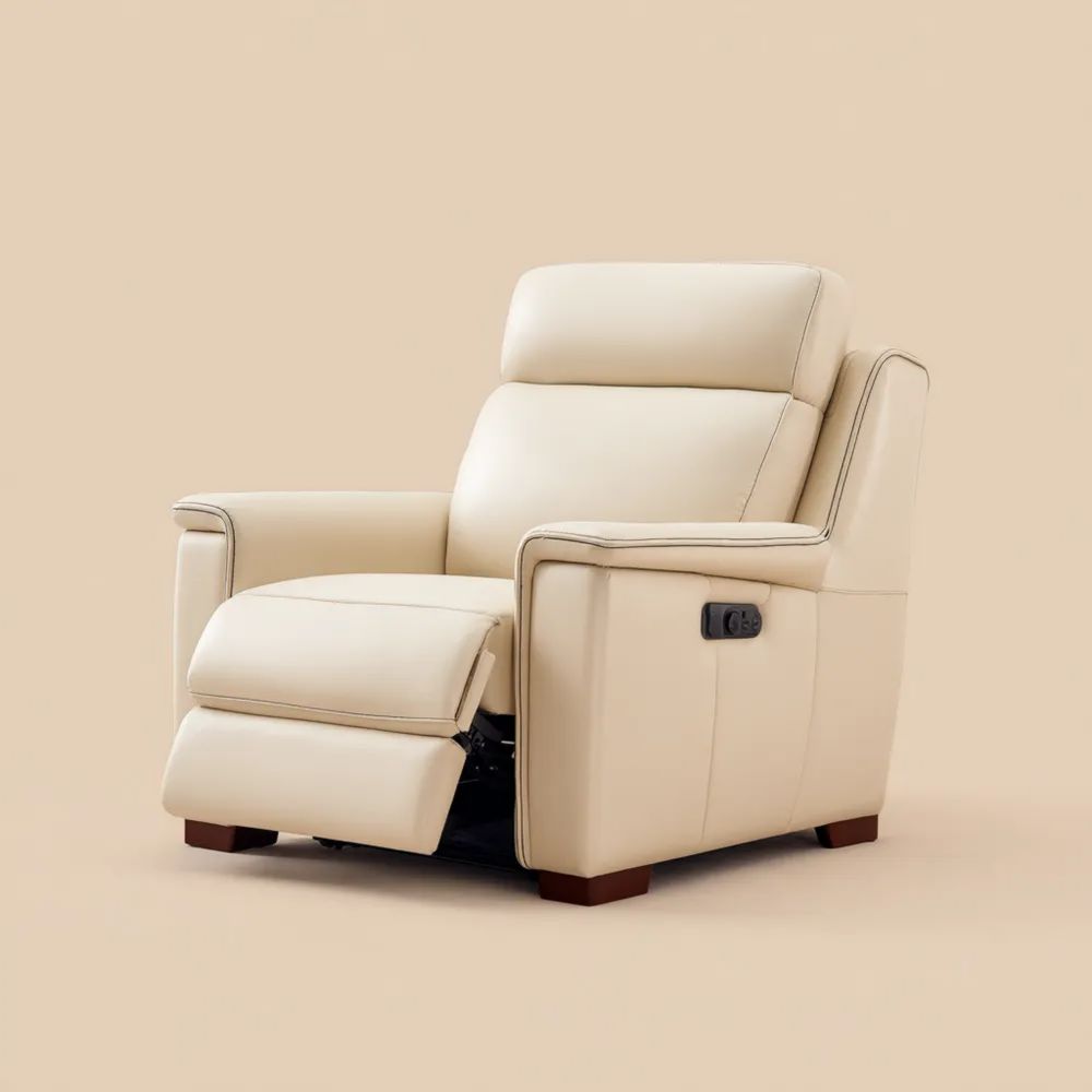 Fauteuil Relaxation Cuir Beige 85x90x100 cm – Design Moderne