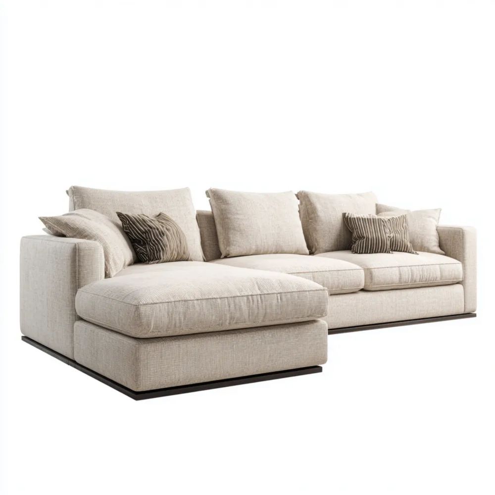 Canapé d'angle en tissu 295x170x90 cm - Beige - Design moderne