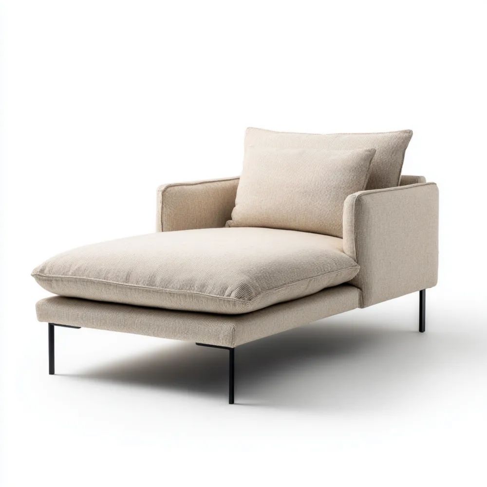 Chaise longue en tissu 180x75x85 cm - Beige - Design moderne