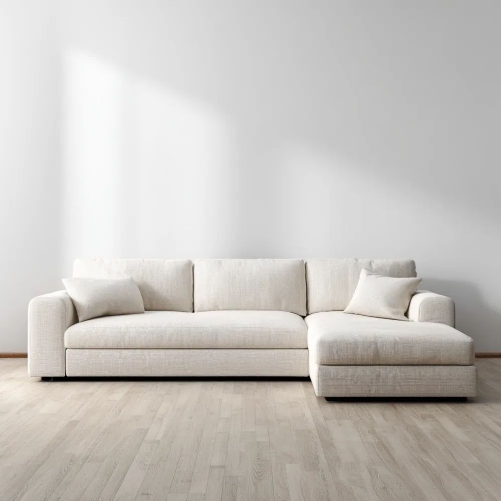 Canapé d'angle tissu 280x95x85 cm – Beige – Design moderne