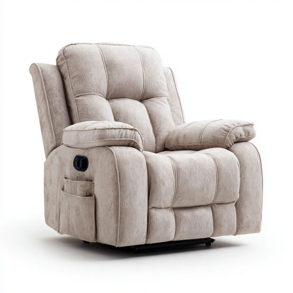 Fauteuil Relaxation en Tissu 95x90x100 cm - Beige - Design Contemporain