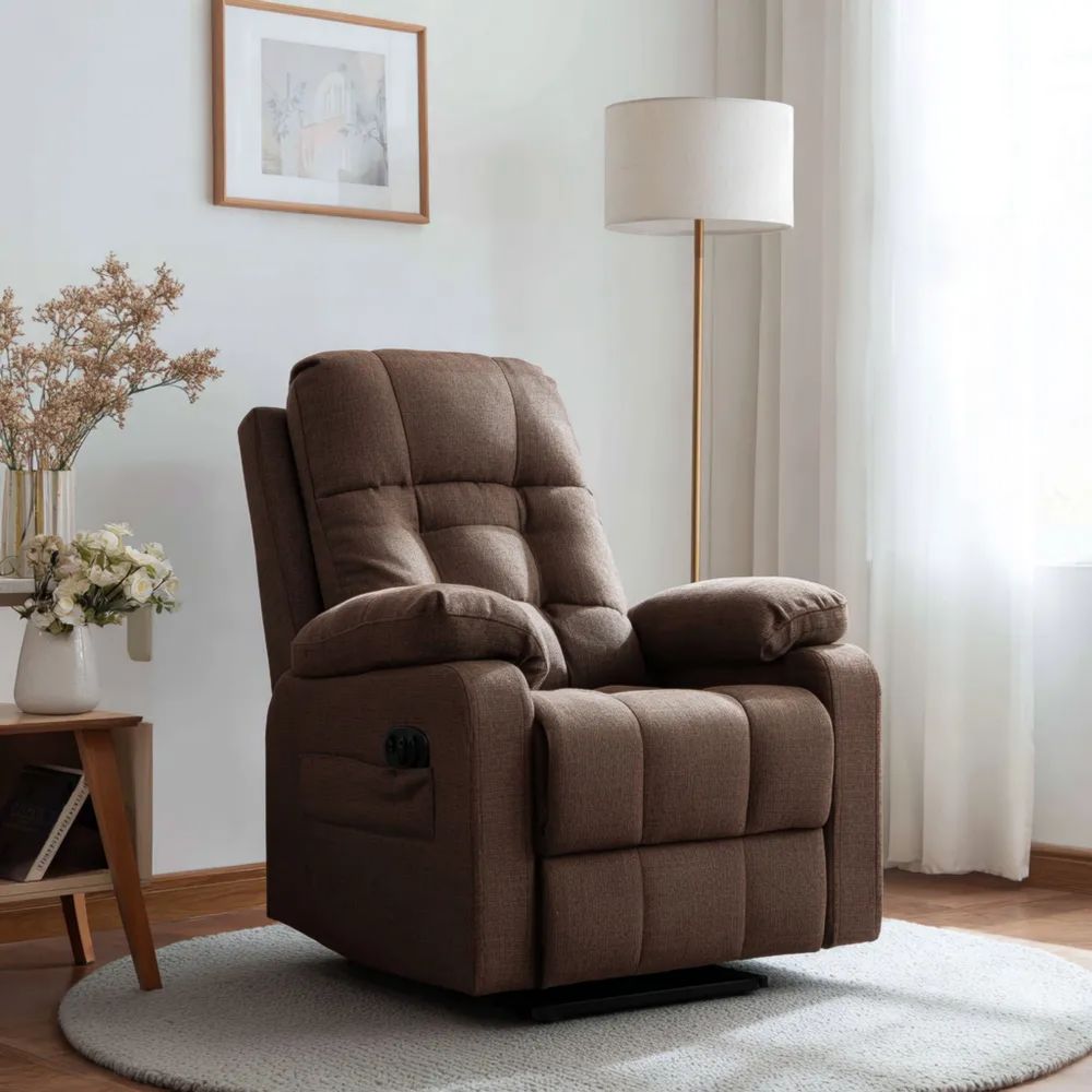 Fauteuil inclinable tissu 80x85x110 cm - Marron - Confort moderne