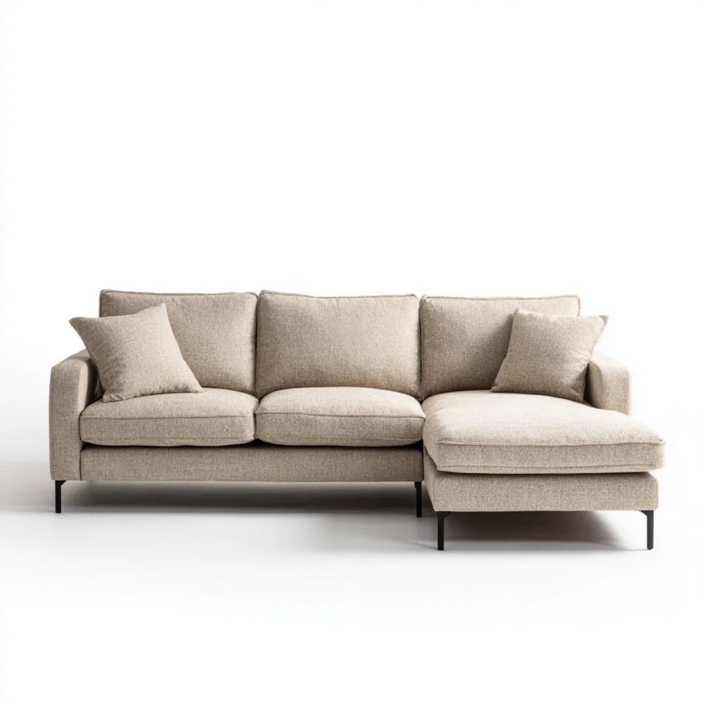 Canapé d'angle en tissu 240x160x85 cm – Beige – Design moderne