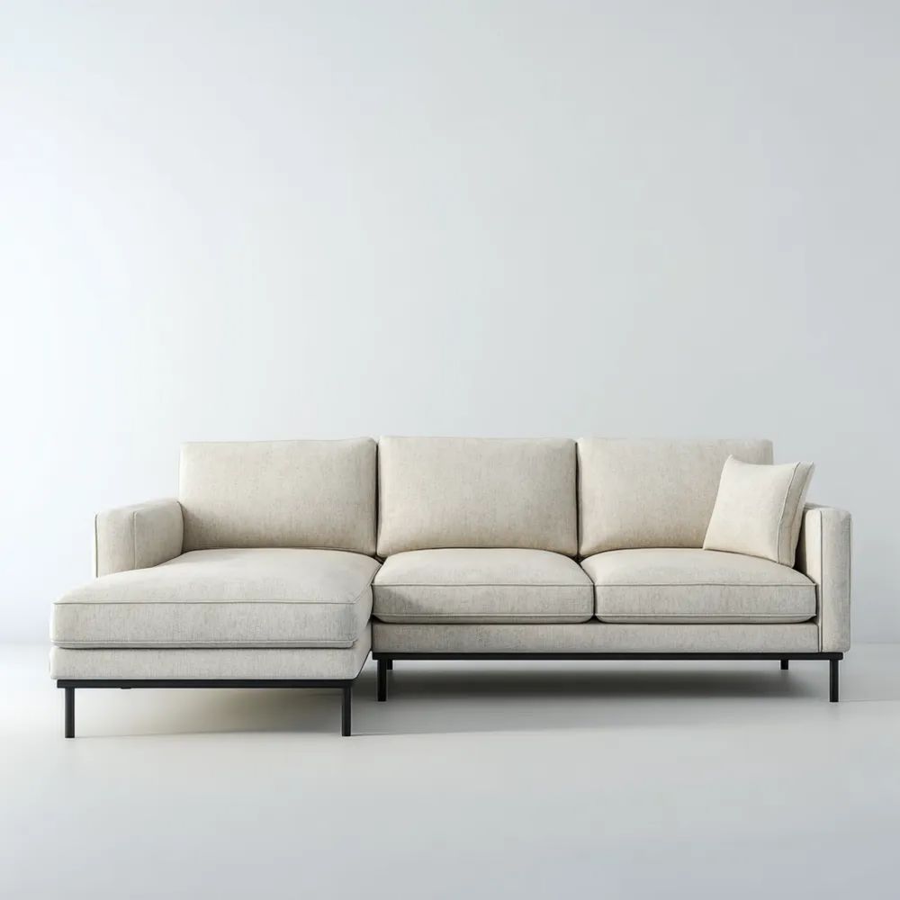 Canapé d'angle 250x150x85 cm – Beige – Design moderne