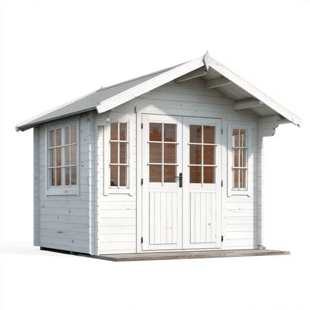 Abri de jardin en bois 300x250x250 cm – Blanc – Design classique