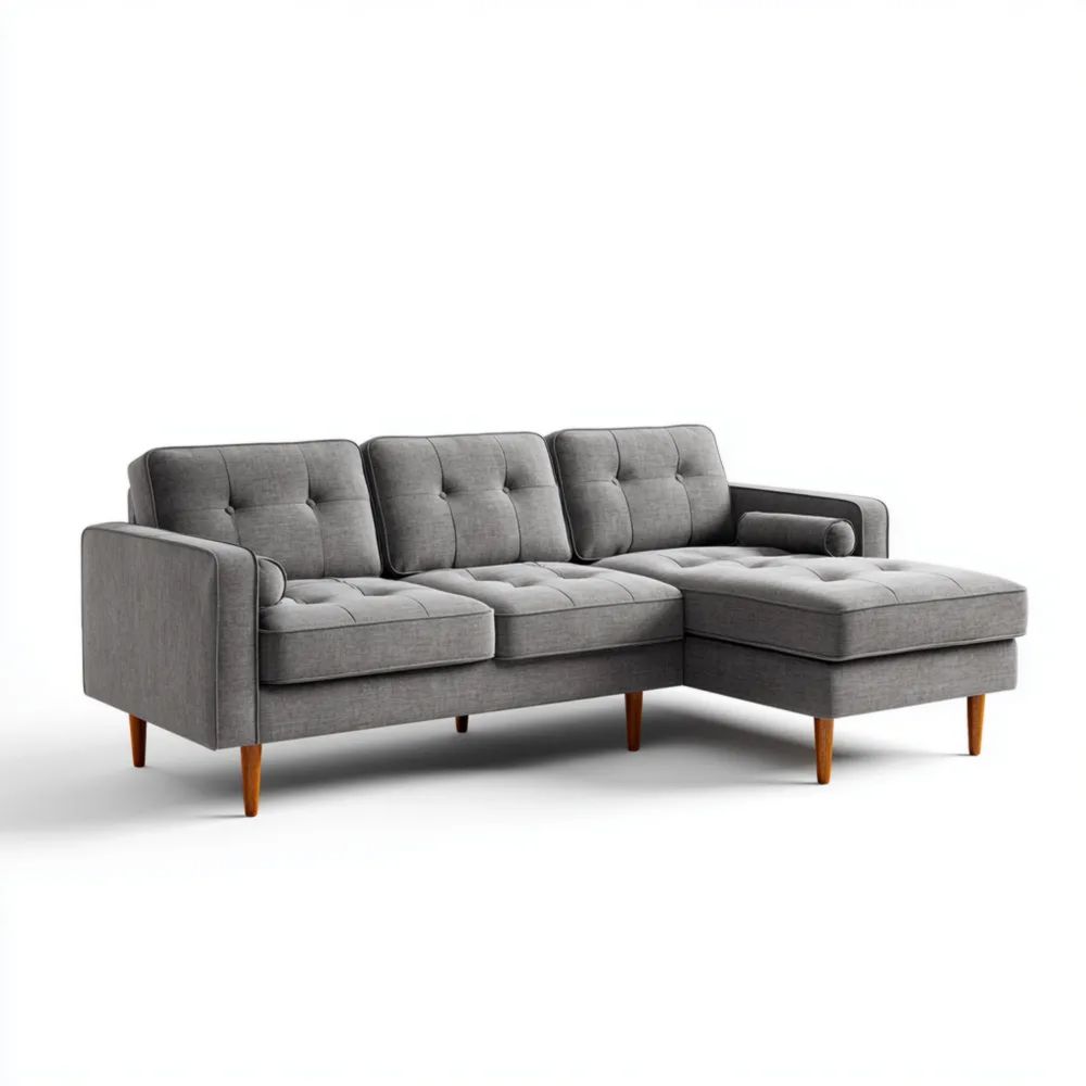 Canapé d'angle tissu 250x150x85 cm – Gris – Design moderne