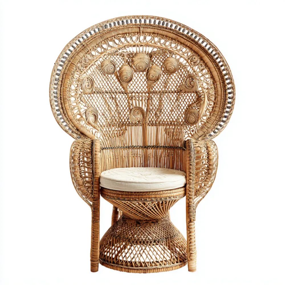 Fauteuil en osier tressé 100x75x150 cm - Design bohème - Beige