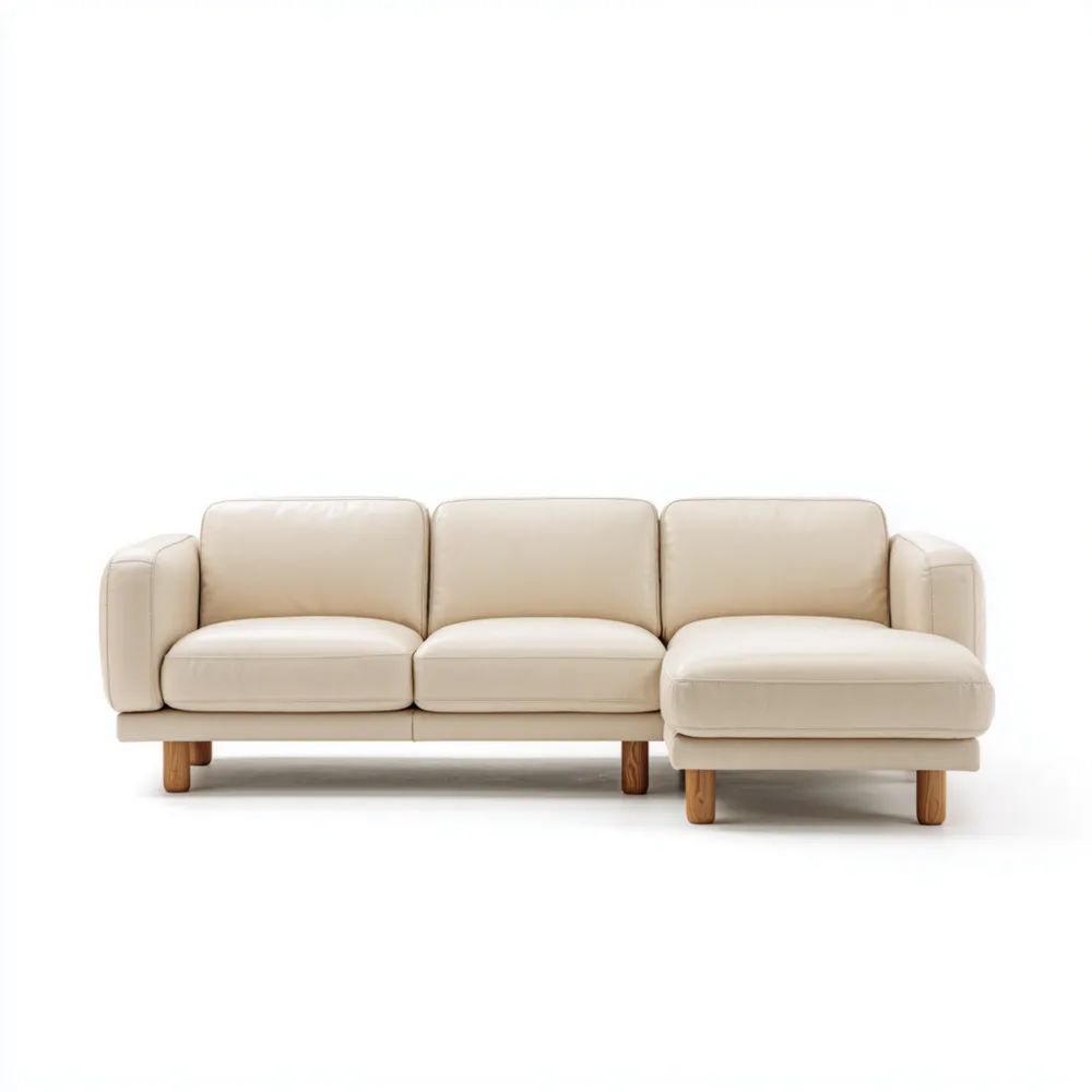 Canapé d'angle en Cuir 300x200x90 cm - Beige - Design Contemporain