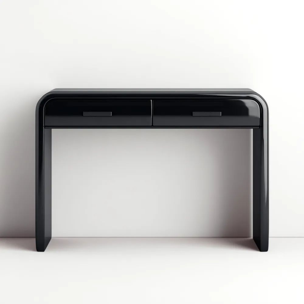 Bureau en Bois Laqué Noir avec Tiroirs – Design Moderne 120x40x75 cm