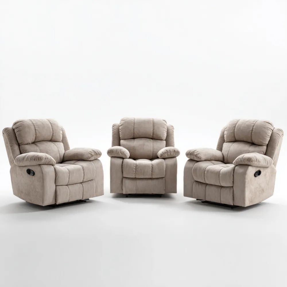 Ensemble de fauteuils inclinables 102x90x95 cm en Tissu – Beige – Confort moderne