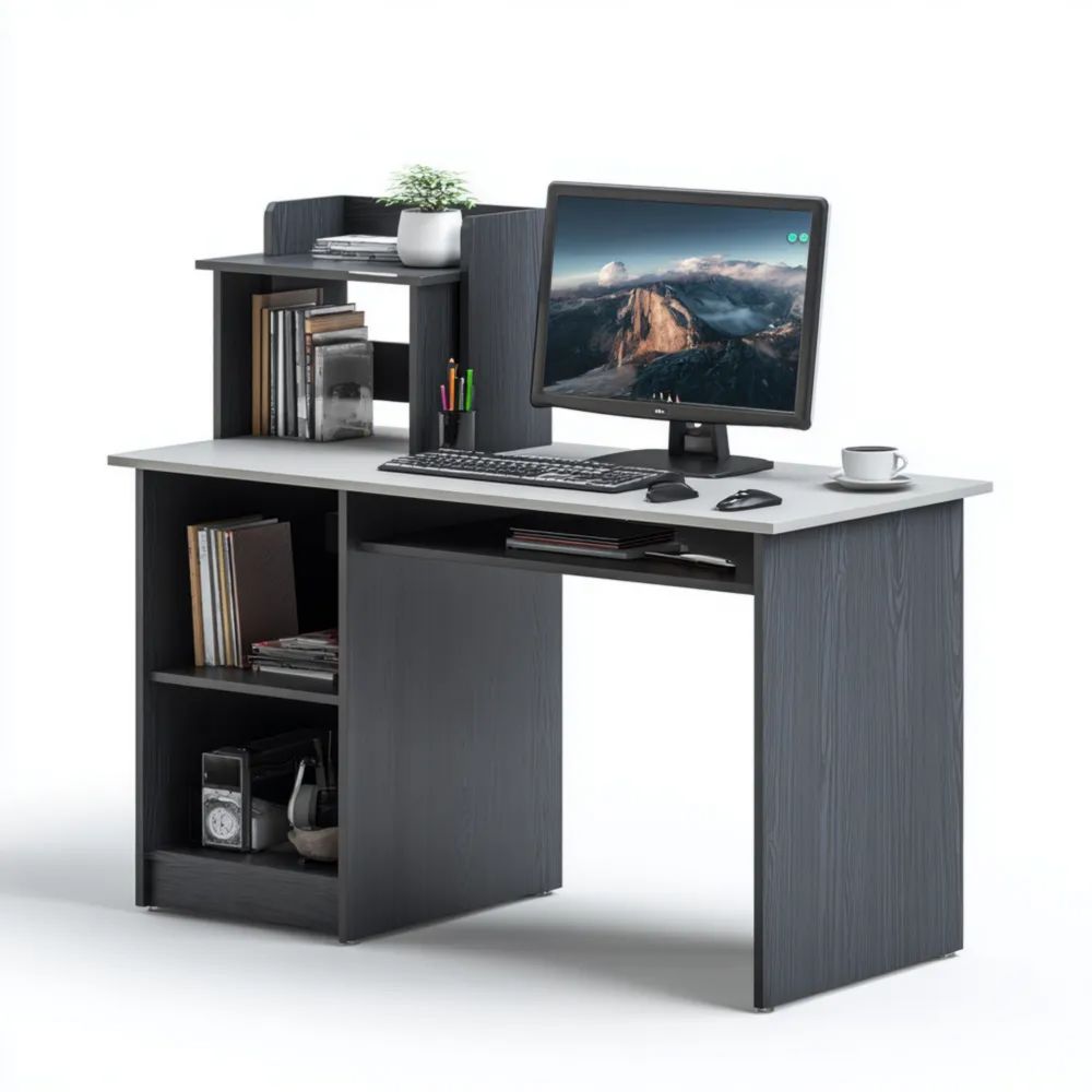 Bureau Informatique Bois 120x60x75 cm – Noir – Design Moderne