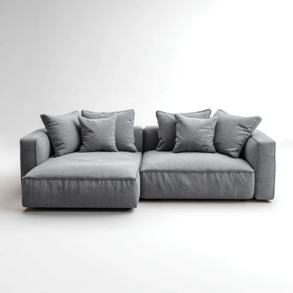 Canapé d'angle tissu 250x160x85 cm – Gris – Design moderne