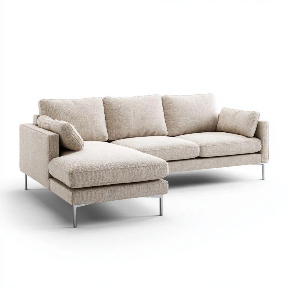 Canapé d'angle en tissu 250x150x85 cm – Beige – Design moderne