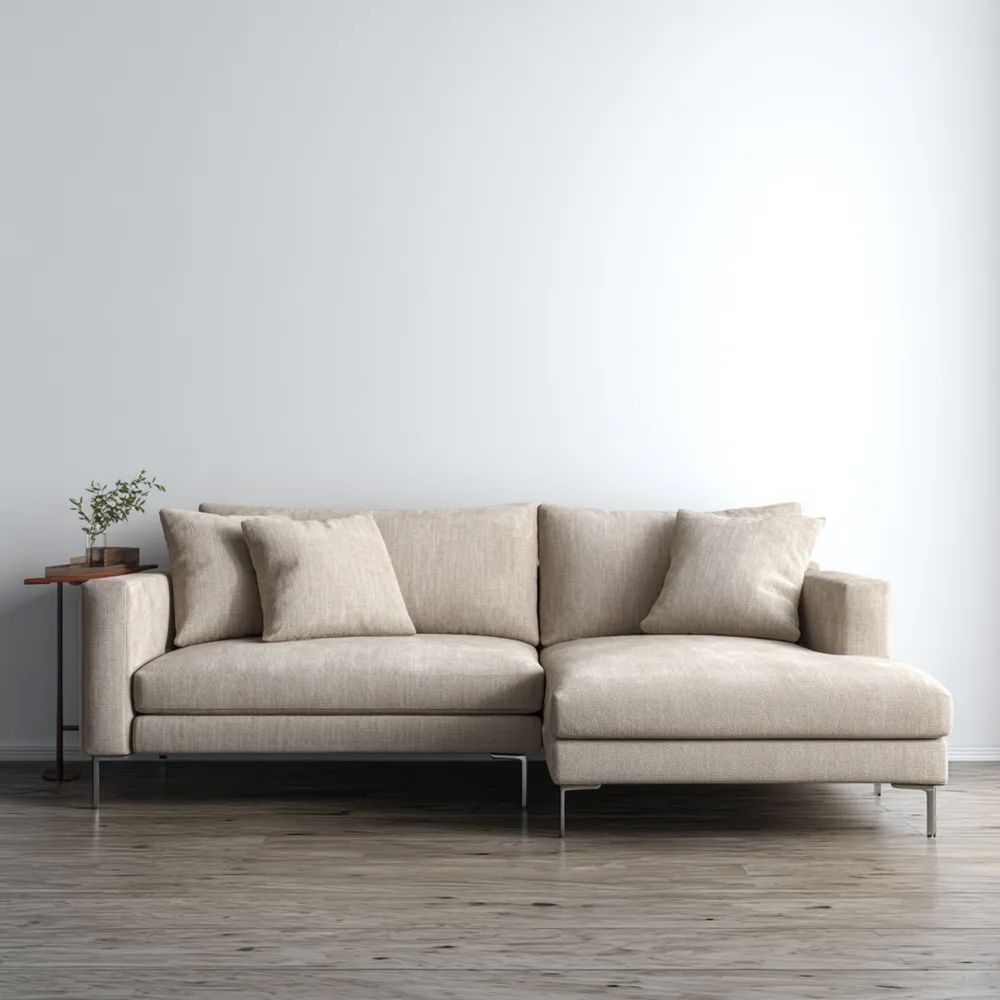 Canapé d'angle tissu 260x160x85 cm – Beige – Design moderne