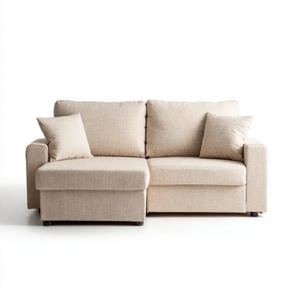 Canapé d'angle en tissu 205x145x85 cm - Beige - Design contemporain