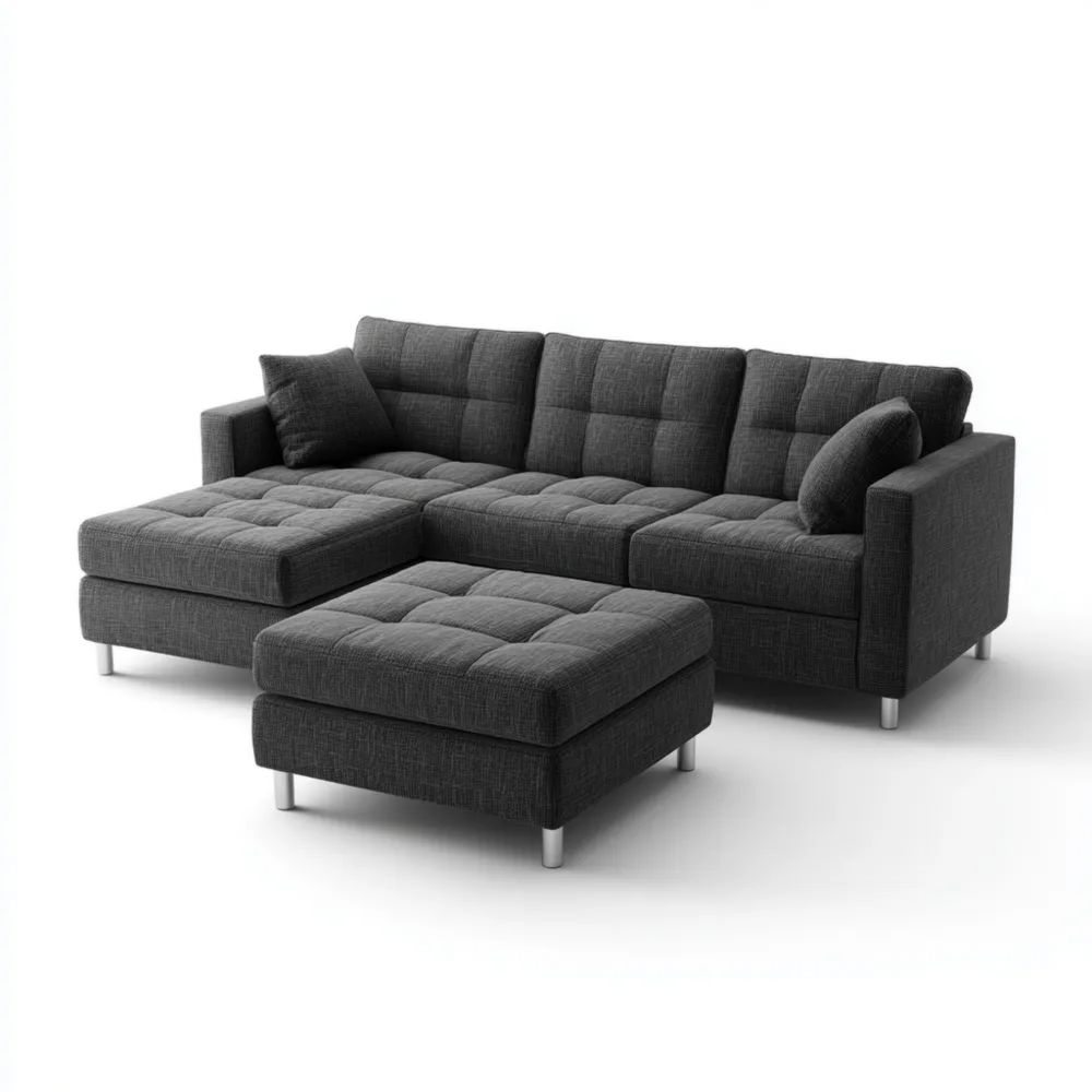 Set di divani con penisola tessuto 230x150x85 cm – Antracite – design moderno