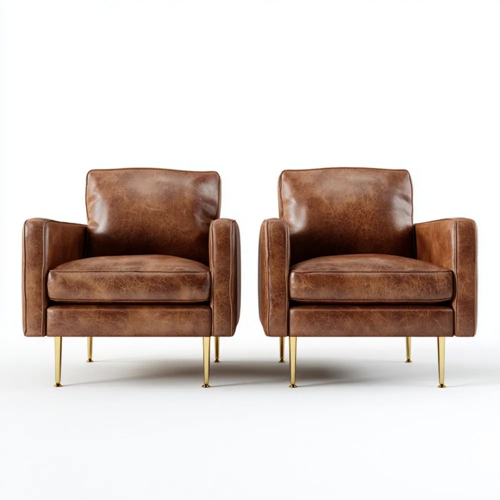 Set di Poltrone in Pelle 72x85x90 cm - Marrone - Design Moderno