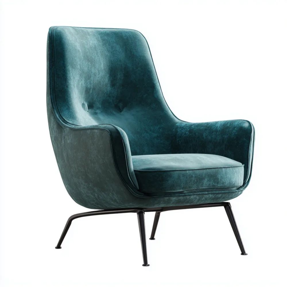 Poltrona imbottita 85x78x105 cm - Velluto - Verde Petrolio - Design moderno