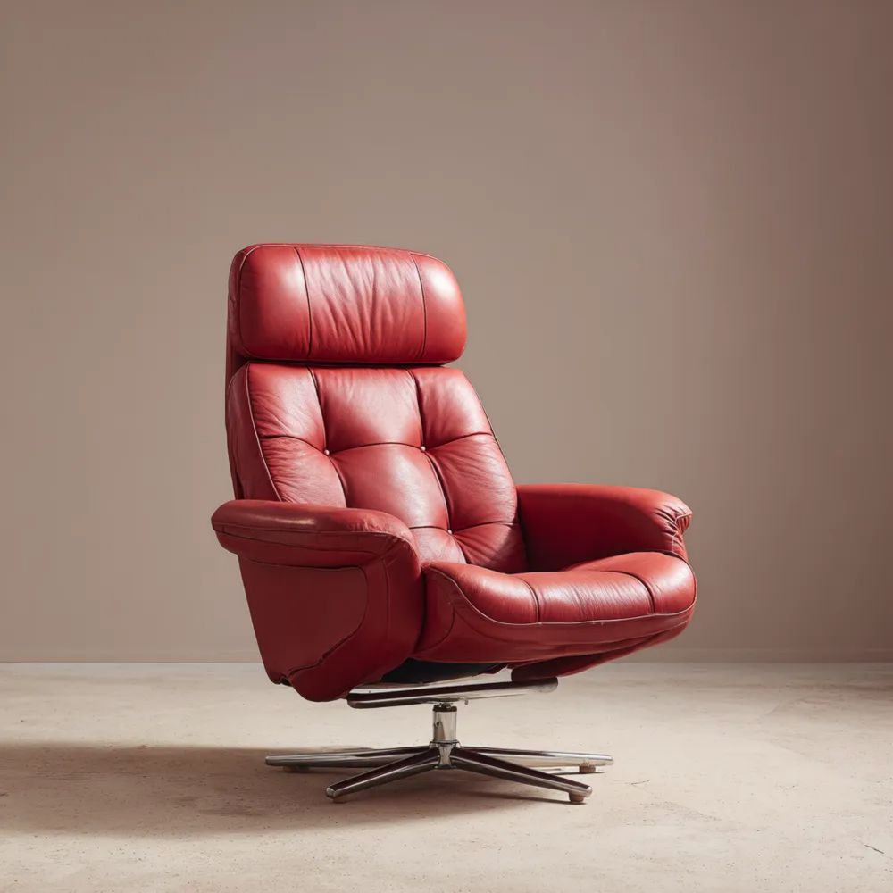 Poltrona girevole in pelle 90x85x110 cm - Rosso - Design contemporaneo