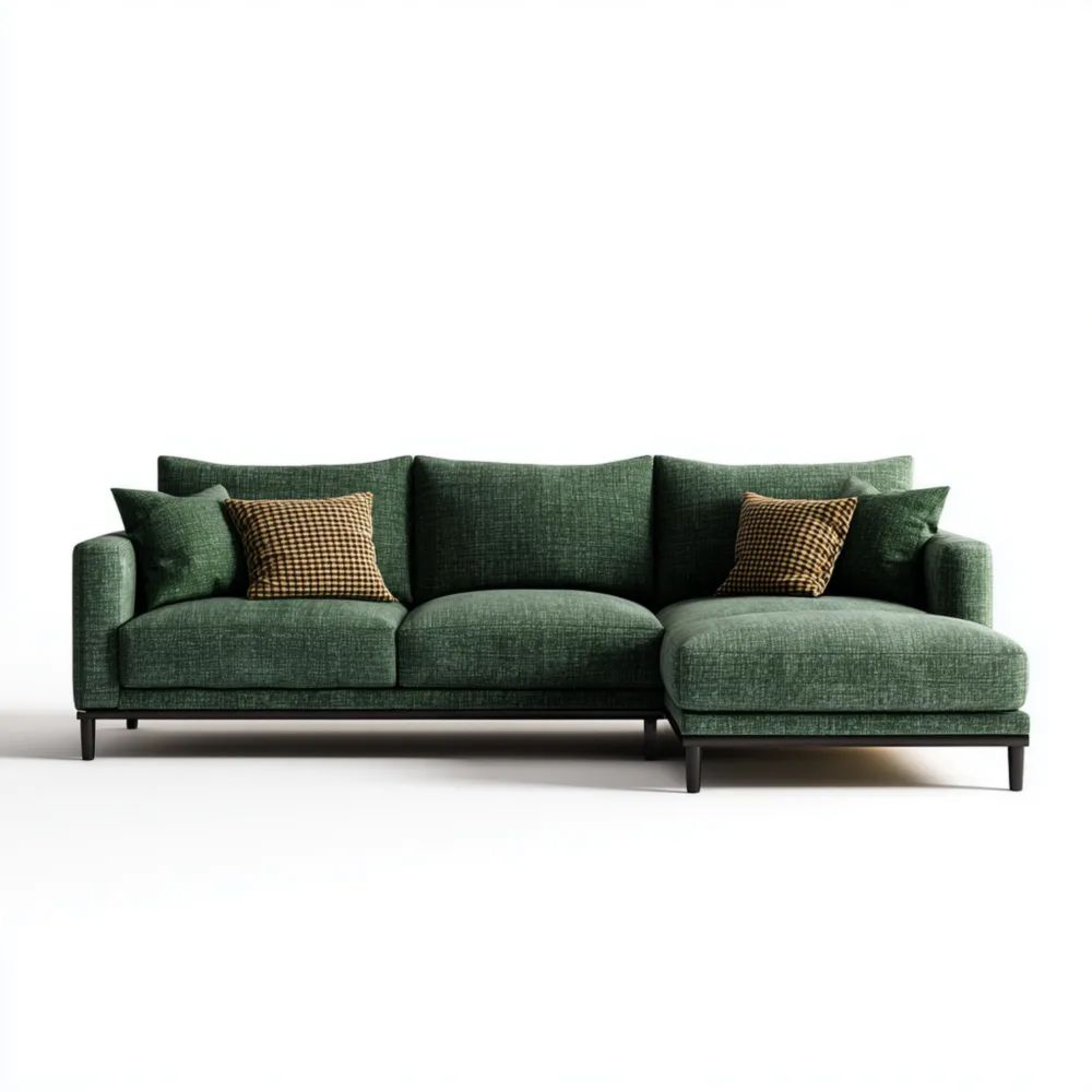 Divano angolare tessuto 250x150x85 cm – Verde – Design moderno