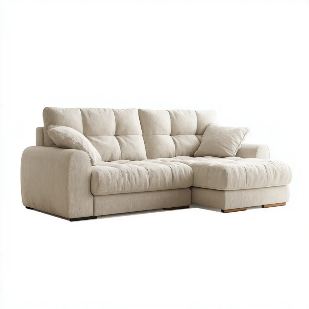 Divano angolare in tessuto 250x160x90 cm - Beige - Design moderno