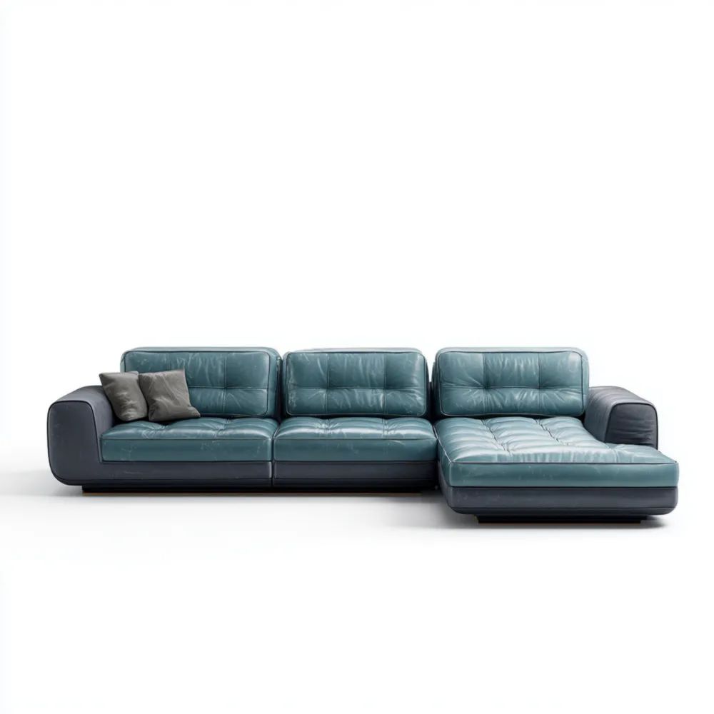 Divano angolare in pelle 290x170x85 cm - Verde Scuro - Design Contemporaneo