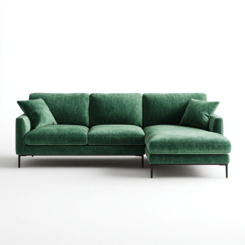Divano angolare in tessuto Verde 270x150x85 cm - Design moderno